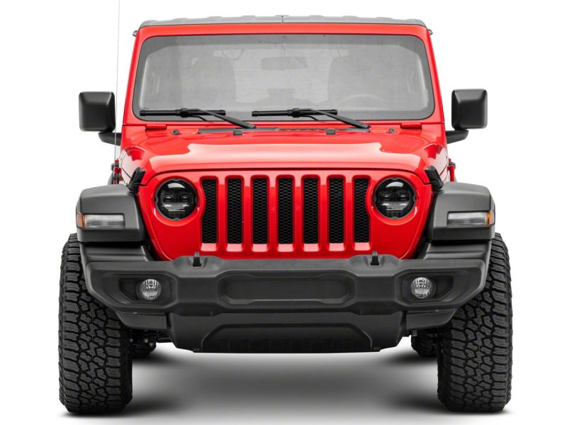 Raxiom 18-23 Jeep Wrangler JL Axial Series 9-In Angel Eye LED Headlights- Blk Housing (Clear Lens)