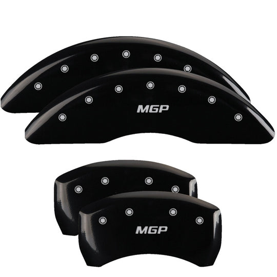 MGP 4 Caliper Covers Engraved Front & Rear MGP Black finish silver ch