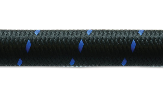 Vibrant -10 AN Two-Tone Black/Blue Nylon Braided Flex Hose (20 foot roll)