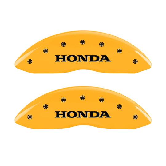 MGP 4 Caliper Covers Engraved Front & Rear Honda Yellow Finish Black Char 2009 Honda Ridgeline