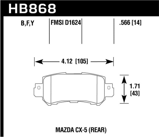 Hawk 17-18 Mazda CX-3 Sport LTS Rear Street Brake Pads