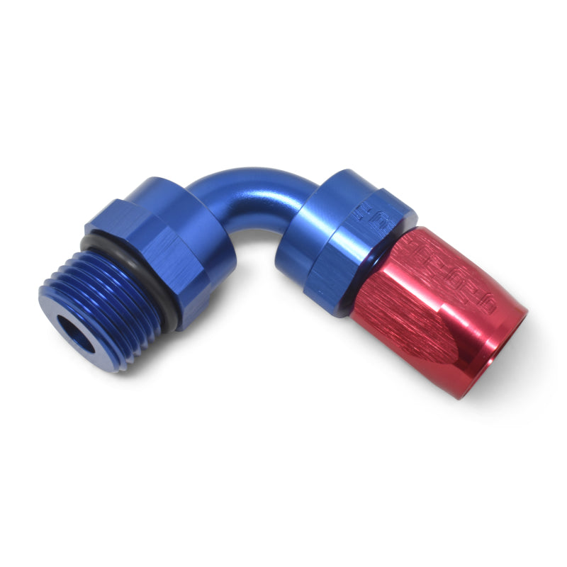 Russell Performance Hose End #8 Hose to #8 Radius Inlet Port 90 Deg Red/Blue