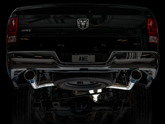 AWE Tuning 09-18 RAM 1500 5.7L (w/Cutouts) 0FG Dual Rear Exit Cat-Back Exhaust - Chrome Silver Tips