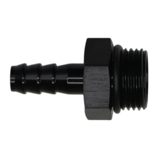 DeatschWerks 8AN ORB Male to 5/16in Male Triple Barb Fitting (Incl O-Ring) - Anodized Matte Black