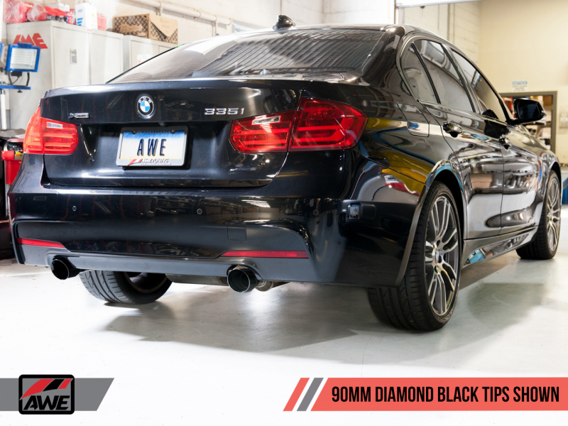 AWE Tuning BMW F3X 335i/435i Touring Edition Axle-Back Exhaust - Diamond Black Tips (90mm)