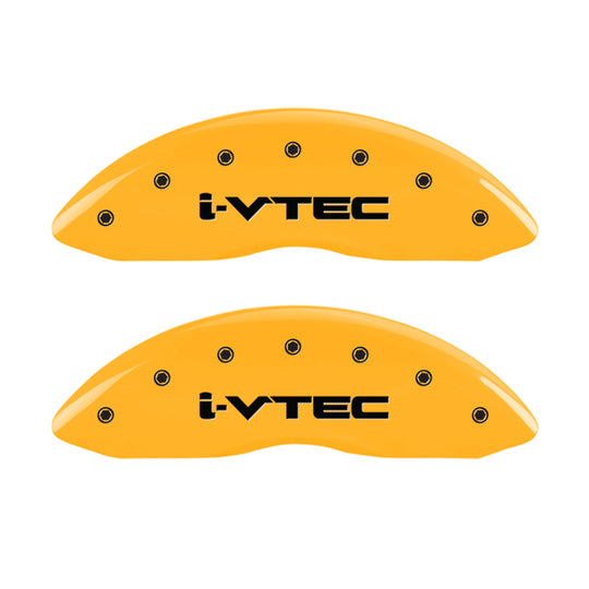 MGP 4 Caliper Covers Engraved Front & Rear i-Vtec Yellow finish black ch