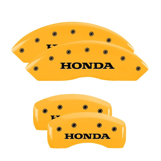 MGP 4 Caliper Covers Engraved Front & Rear Honda Yellow finish black ch