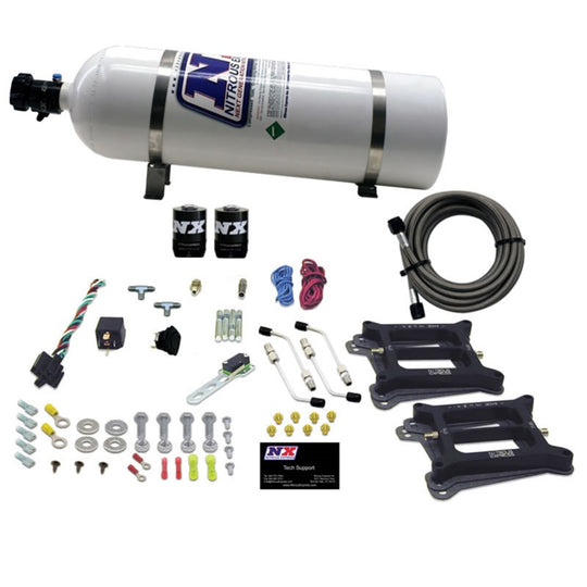 Nitrous Express Dual/4150/Gasoline Nitrous Kit (50-300HP) w/15lb Bottle