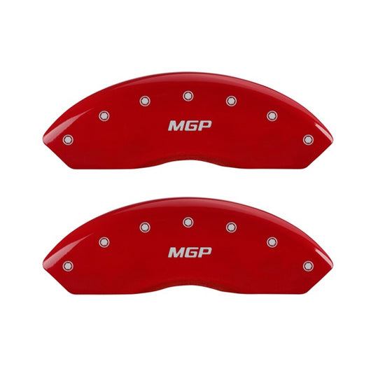 MGP Front set 2 Caliper Covers Engraved Front MGP Red finish silver ch