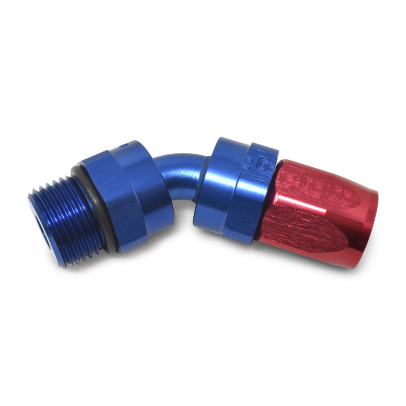 Russell Performance -10 AN Red/Blue 45 Degree Swivel Dry Sump Hose End (-8 Port 3/4in-16 Thread)