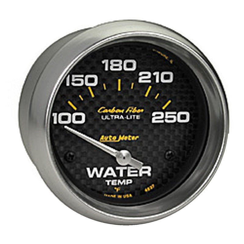 AutoMeter Gauge Water Temp 2-5/8in (66.7mm) 100-250F Electric Carbon Fiber
