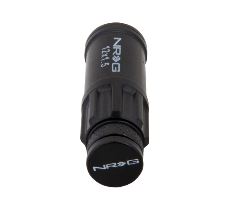 NRG 700 Series M12 X 1.5 Steel Lug Nut w/Dust Cap Cover Set 21 Pc w/Locks &amp; Lock Socket - Black