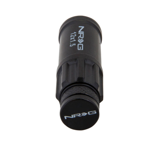 NRG 700 Series M12 X 1.5 Steel Lug Nut w/Dust Cap Cover Set 21 Pc w/Locks &amp; Lock Socket - Black