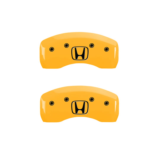 MGP 4 Caliper Covers Engraved Front Honda Rear H Logo Yellow Finish Black Char 2002 Honda Civic