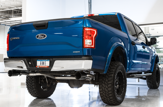 AWE Tuning 2015+ Ford F-150 0FG Dual Exit Performance Exhaust System w/5in Diamond Black Tips