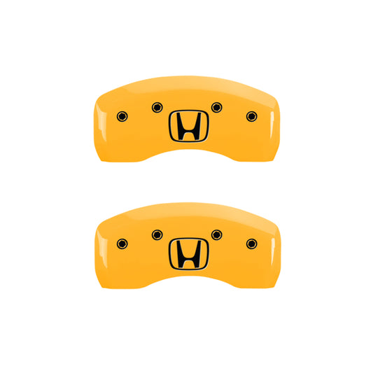 MGP 4 Caliper Covers Engraved Front Honda Engraved Rear H Logo Yellow finish black ch