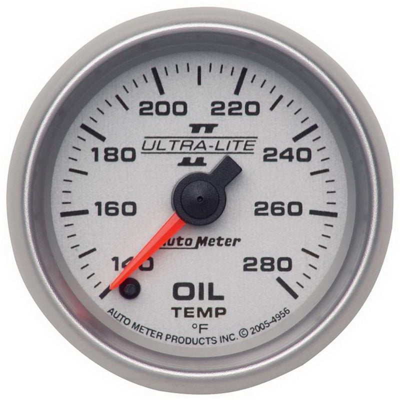 Autometer Ultra-Lite II 52mm 140-280 Deg F Full Sweep Electric Oil Temperature Gauge