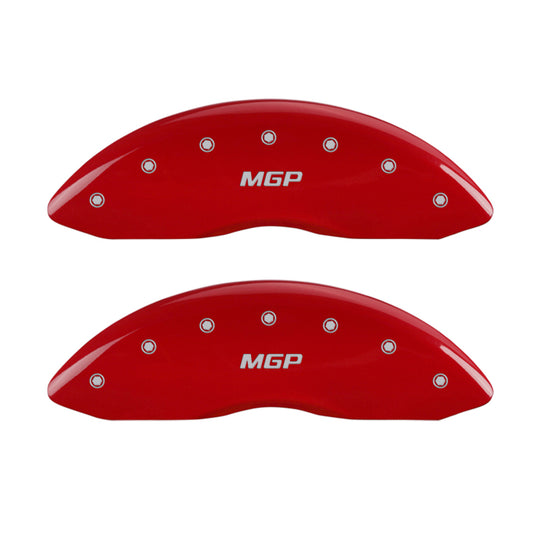 MGP 4 Caliper Covers Engraved Front & Rear Block/Charger Red finish silver ch