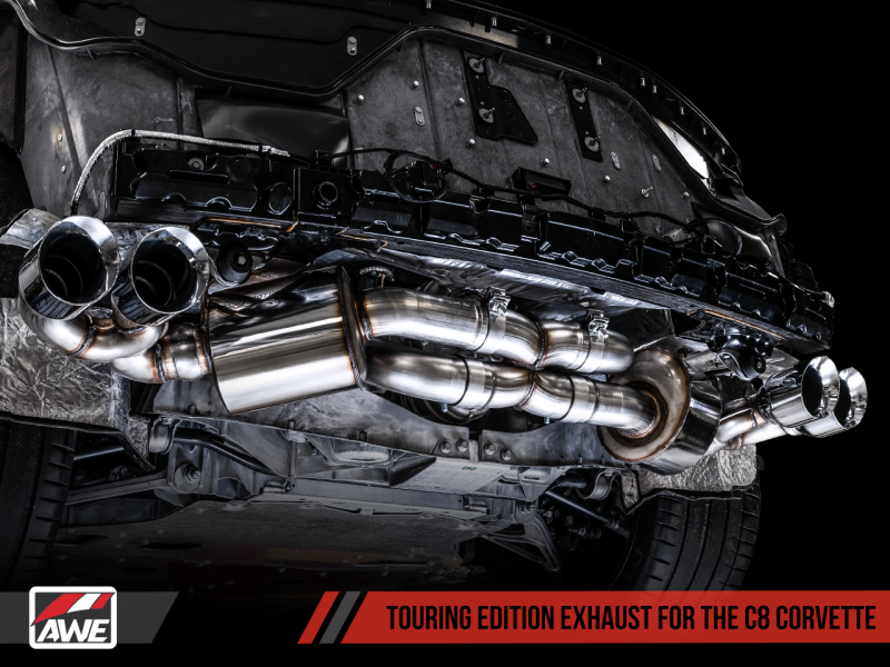 AWE Tuning 2020 Chevrolet Corvette (C8) Touring Edition Exhaust - Quad Chrome Silver Tips