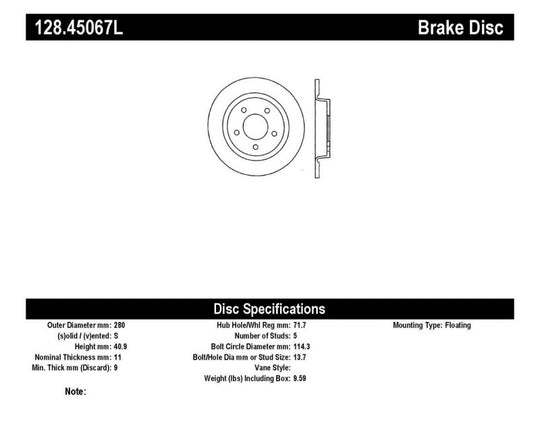 StopTech 04-10 Mazda3 Drilled Left Rear Rotor