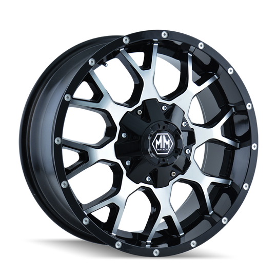 Mayhem 8015 Warrior 17x9 / 5x127 BP / 18mm Offset / 87mm Hub Black/Machined Face Wheel