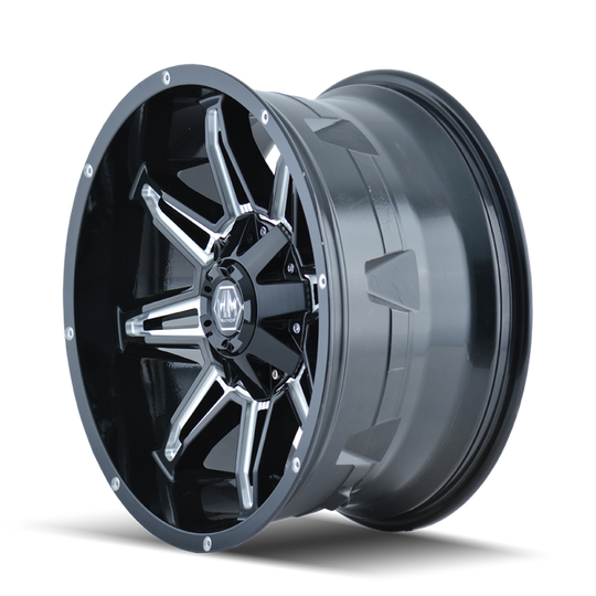 Mayhem 8090 Rampage 17x9 / 5x114.3 BP / -12mm Offset / 87mm Hub Black w/ Milled Spokes Wheel