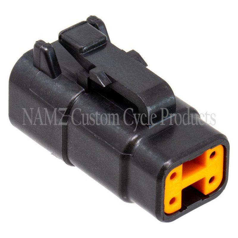 NAMZ Deutsch DTM 4-Position Plug w/4 Stamped Terminals & Wedgelock - Black (HD 74114-98BK)