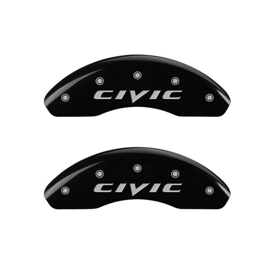 MGP Front set 2 Caliper Covers Engraved Front 2015/Civic Black finish silver ch