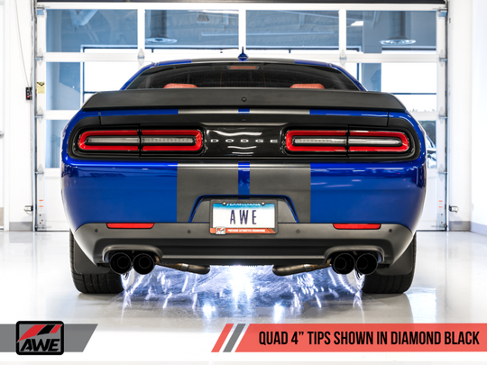 AWE Tuning 2017+ Dodge Challenger 5.7L Track Edition Exhaust - Diamond Black Quad Tips