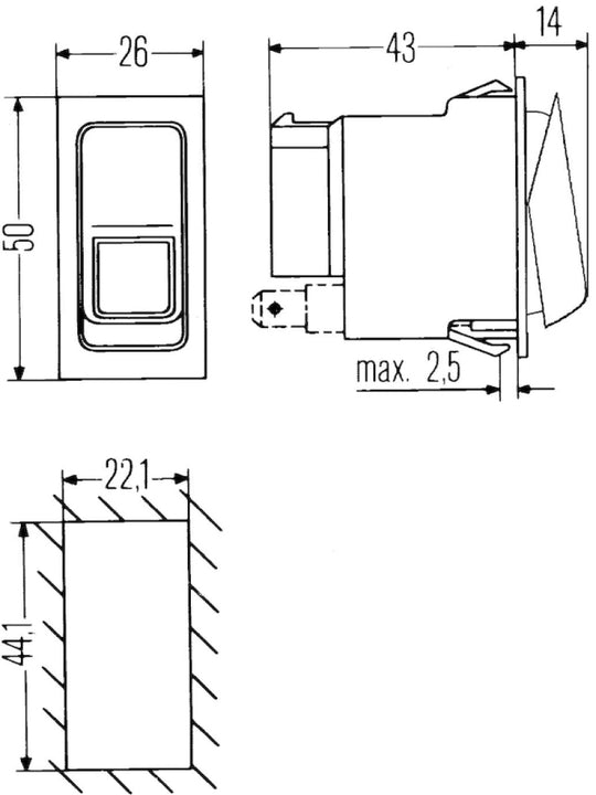 Hella Switch On/Off Hazard Warning 10A