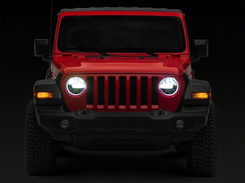 Raxiom 18-23 Jeep Wrangler JL Axial Series 9-In LED Headlights- Blk Housing (Clear Lens)