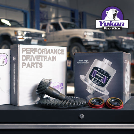 Yukon 8.25in CHY 4.56 Rear Ring & Pinion Install Kit Positraction 1.618in ID Axle Bearings