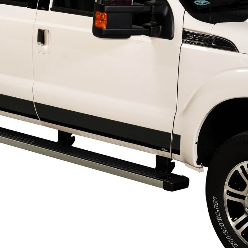 Putco 17-20 Ford SuperDuty Super Crew 6.5ft Box - 12pcs - 4.25in Wide Black Platinum Rocker Panels