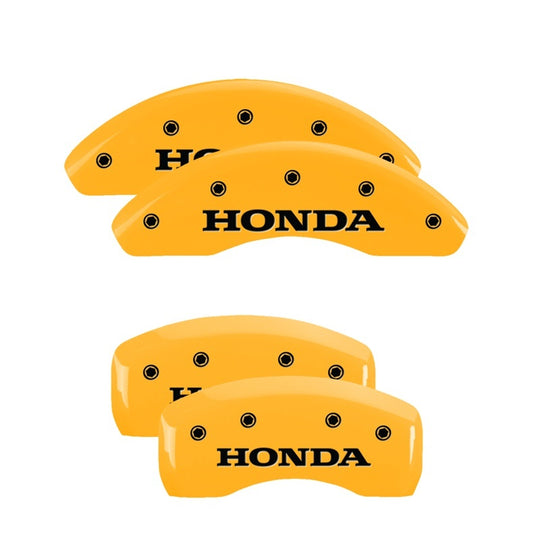 MGP 4 Caliper Covers Engraved Front Honda Engraved Rear Crosstour Yellow finish black ch