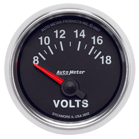 Autometer GS 52mm 8-18 Volts Short Sweep Electronic Voltmeter Gauge