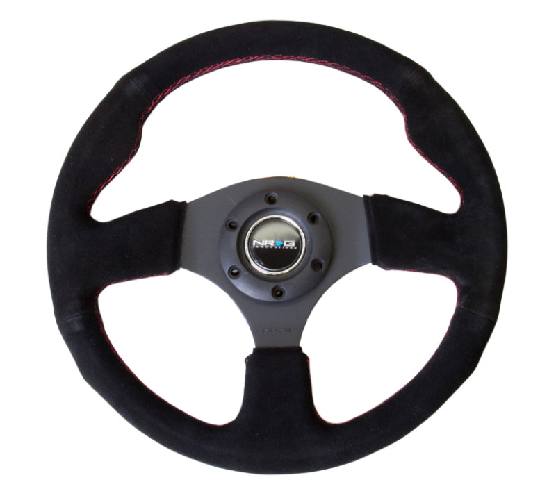NRG Reinforced Steering Wheel (320mm) Suede w/Red Stitch