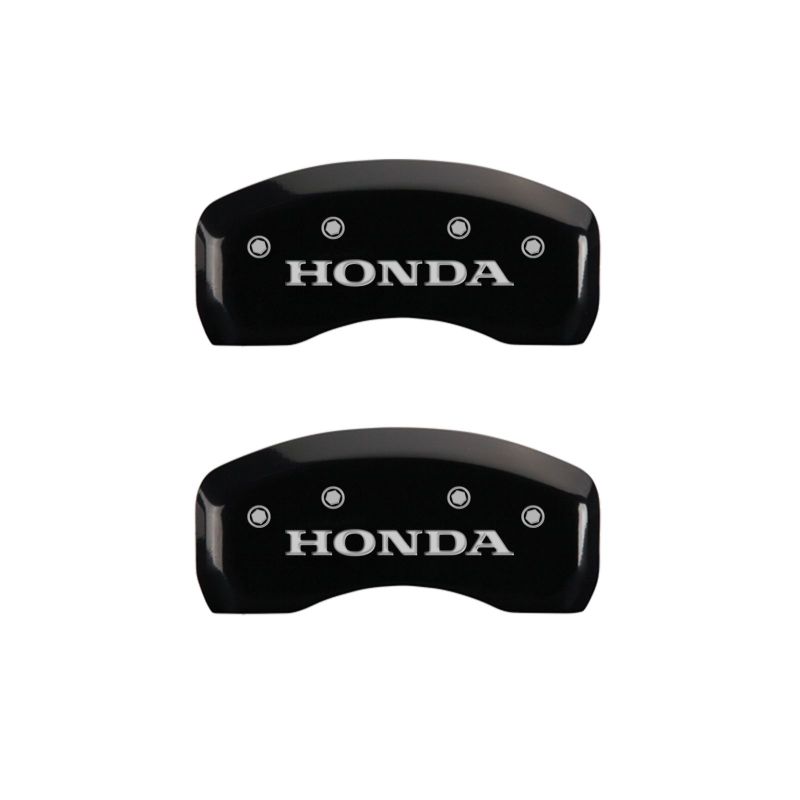 MGP 4 Caliper Covers Engraved Front & Rear Honda Black Finish Silver Char 2017 Honda Civic