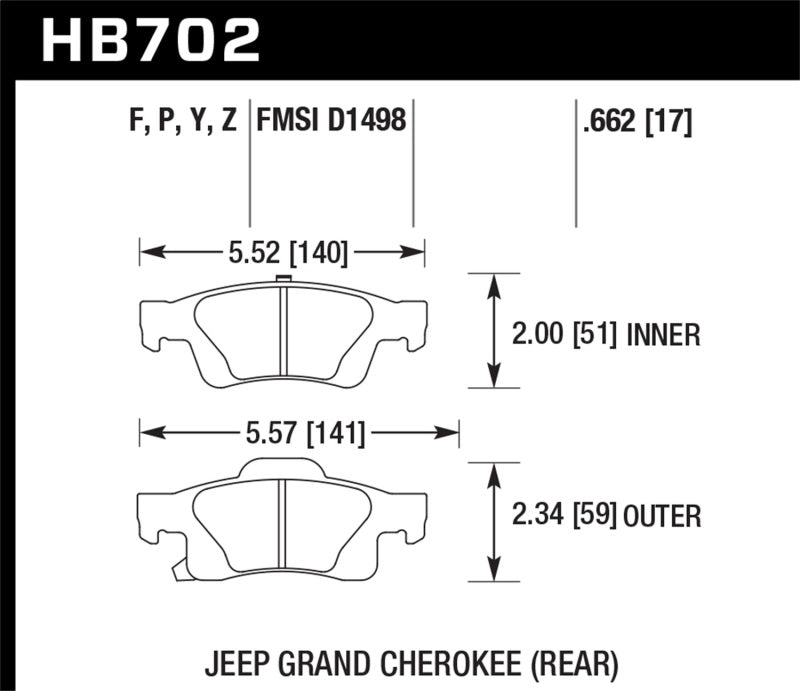 Hawk 11-16 Jeep Grand Cherokee Super Duty Rear Brake Pads