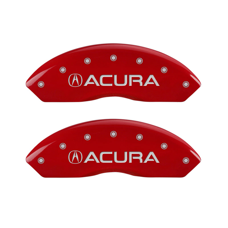 MGP 4 Caliper Covers Engraved Front & Rear Acura Red finish silver ch