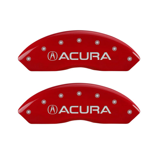 MGP 4 Caliper Covers Engraved Front Acura Engraved Rear TLX Red finish silver ch