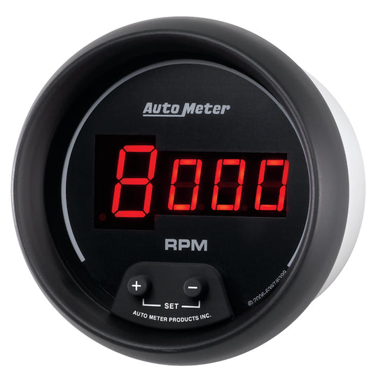 AutoMeter Gauge Tach 3-3/8in. 10K RPM In-Dash Digital Black Dial W/ Red Led
