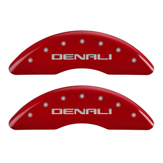 MGP 4 Caliper Covers Engraved Front & Rear Denali Red finish silver ch