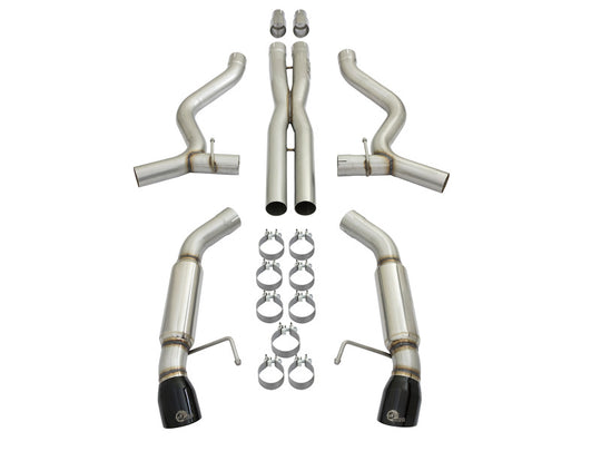 aFe MACHForce XP 3in 304 SS Sport Tone Cat-Back w/ Black Tips 15-17 Ford Mustang V6-3.7L/V8-5.0L