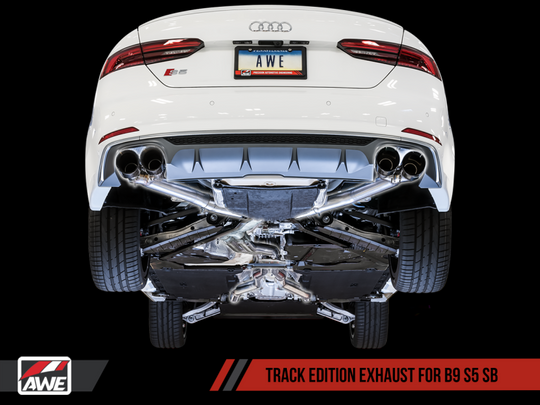 AWE Tuning Audi B9 S5 Sportback Track Edition Exhaust - Non-Resonated (Silver 102mm Tips)