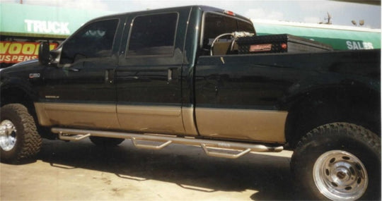 N-Fab Nerf Step 99-16 Ford F-250/350 Super Duty Crew Cab 8ft Bed - Gloss Black - Bed Access - 3in