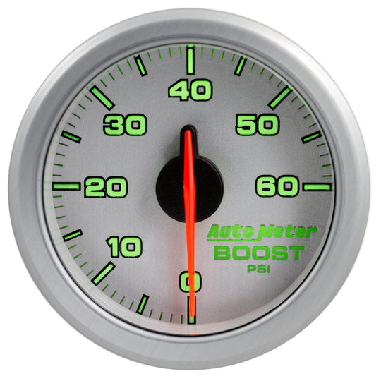 Autometer Airdrive 2-1/6in Boost Gauge 0-60 PSI - Silver