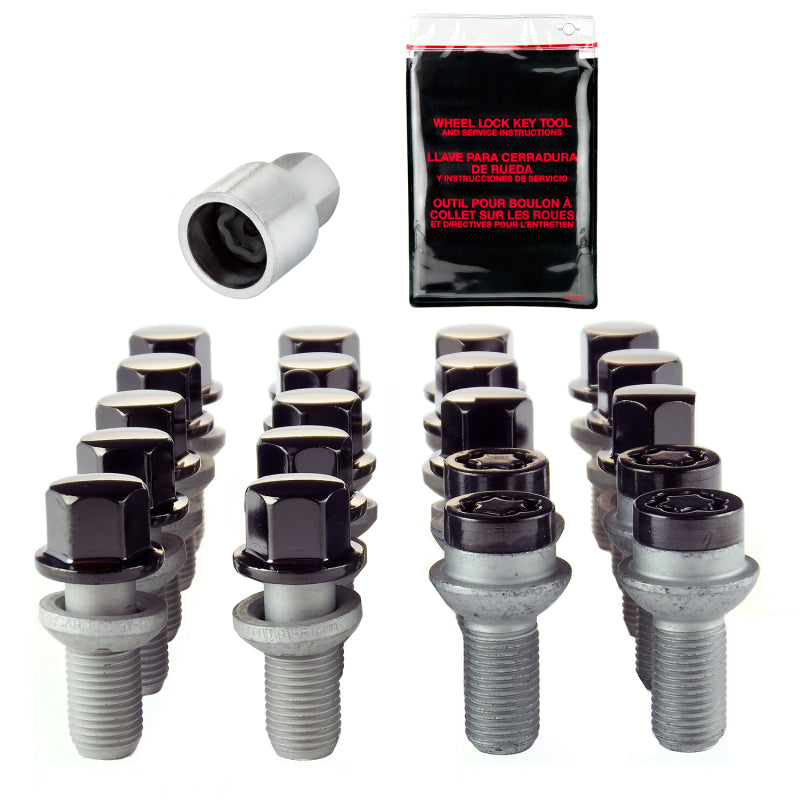 McGard 5 Lug Hex Install Kit w/Locks (Radius Seat Bolt) M14X1.5 / 17mm Hex / 27.5mm Shank L. - Black