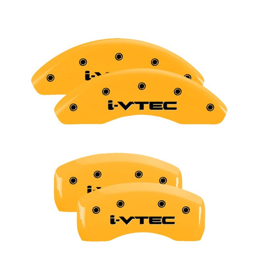 MGP Front set 2 Caliper Covers Engraved Front i-Vtec Yellow finish black ch