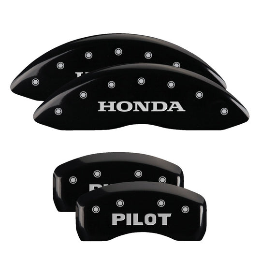 MGP 4 Caliper Covers Engraved Front Honda Engraved Rear Pilot/2015 Black finish silver ch