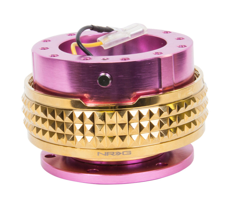 NRG Quick Release Kit - Pyramid Edition - Pink Body / Chrome Gold Pyramid Ring